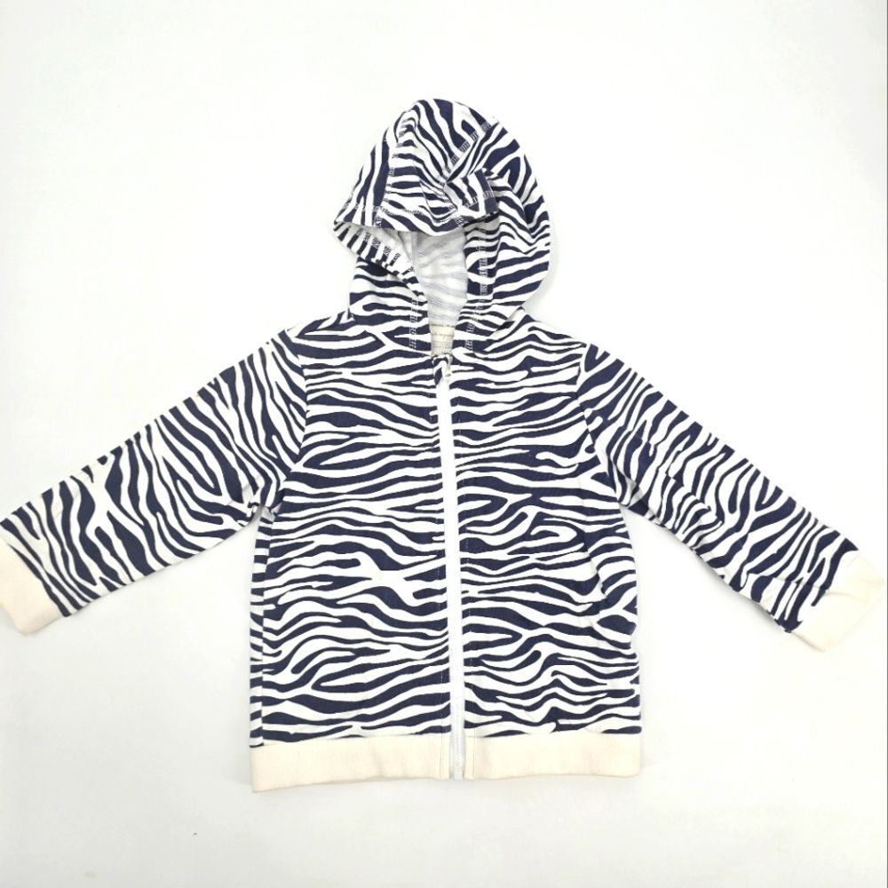 First Impressions Girl Blue Zebra Print Full Zip Hoodie Size 24 Months